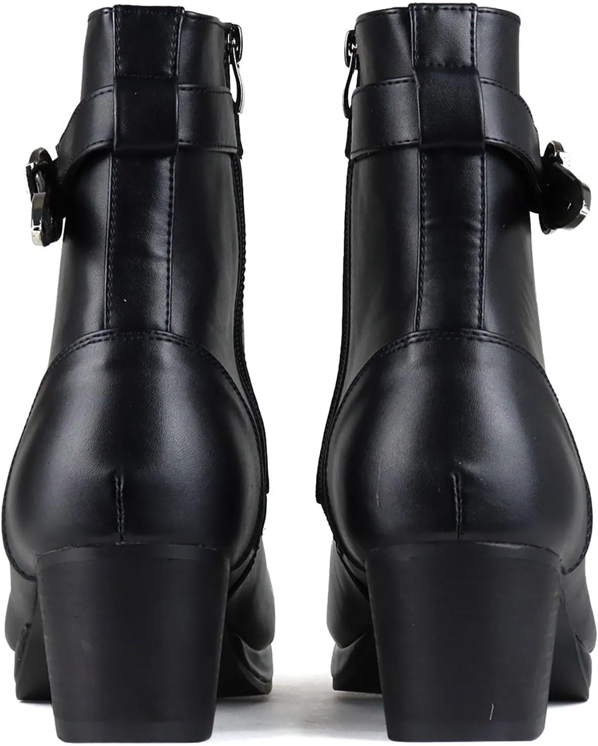 Ankle Boot for Men Heeled High Top Casual Boots Slip on Style PU Leather Side Zipper Taller Shoes