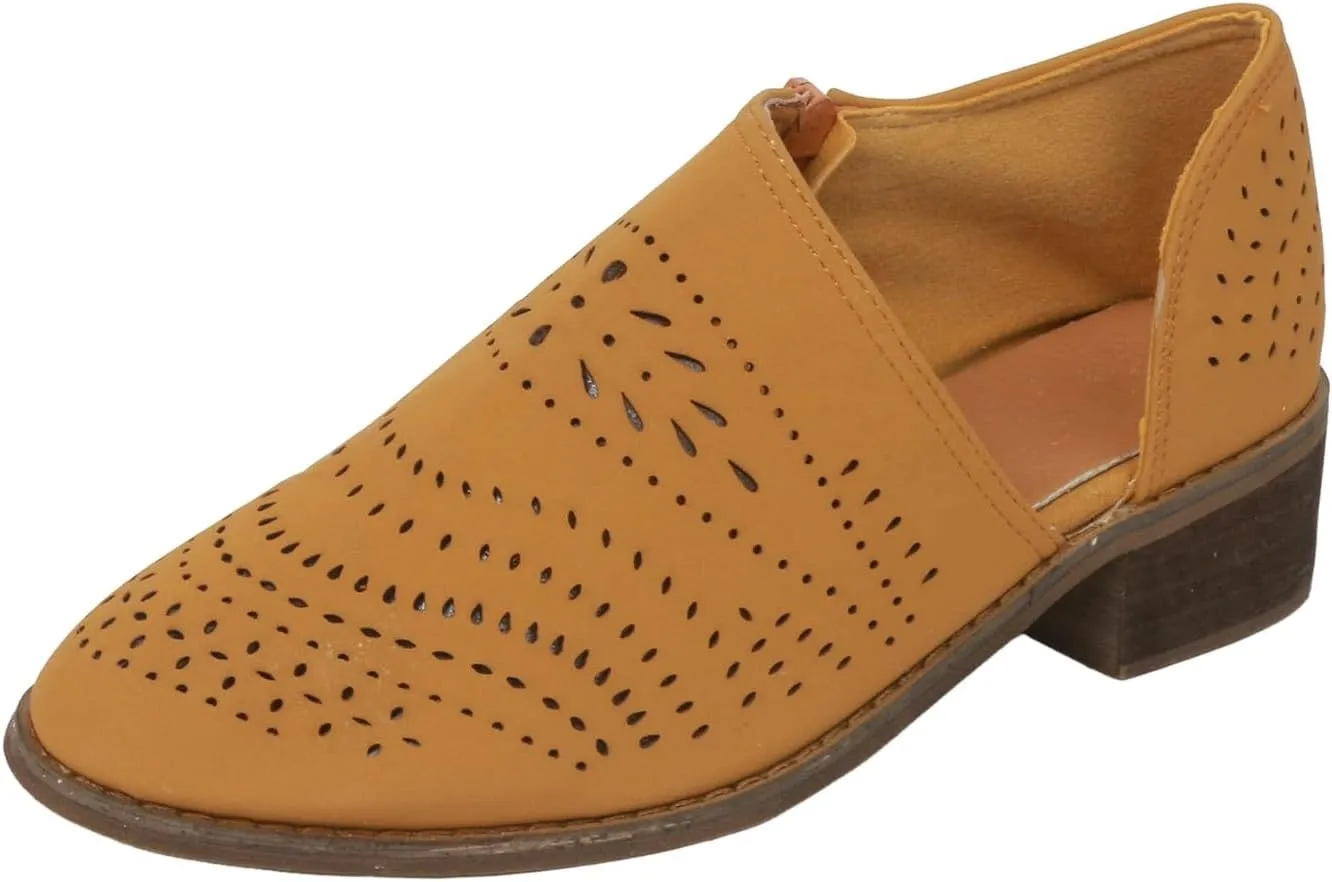 Ankle Boots for Women Women's Perforated Chunky Block Low Heel Shoes Office Dress Casual Fashion Booties with Pointed Toe