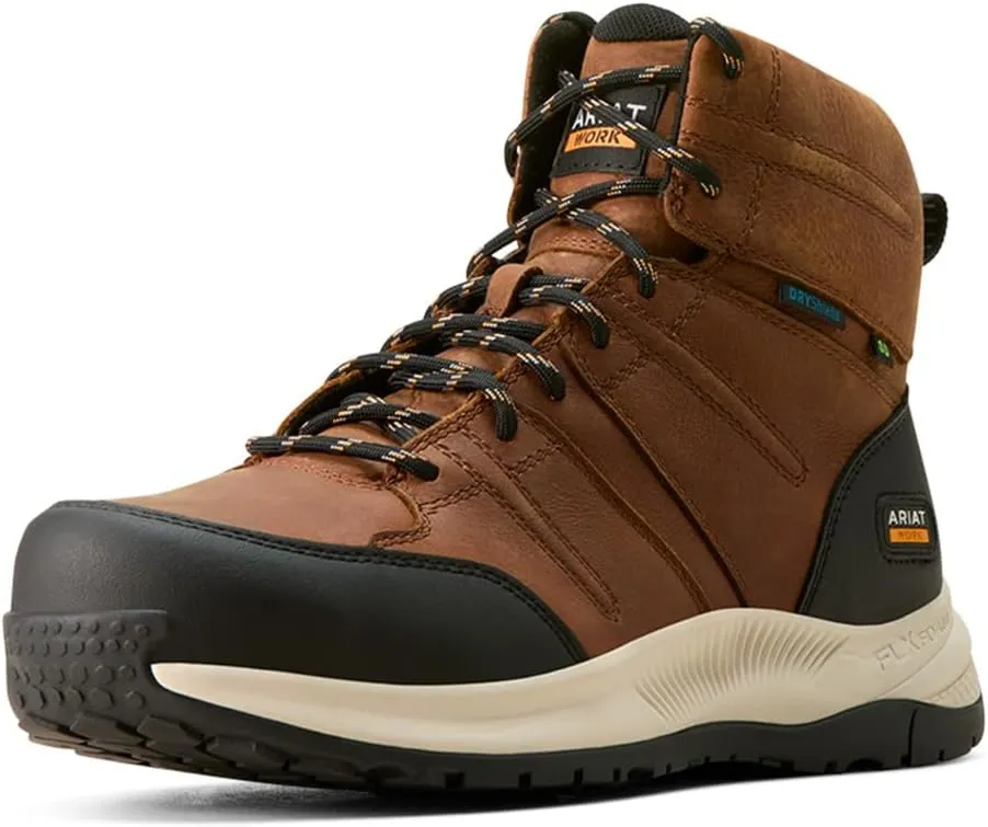 Ariat Men's Outpace Shift 6" SD Waterproof Composite Toe Work Boot, Natural Brown, 12