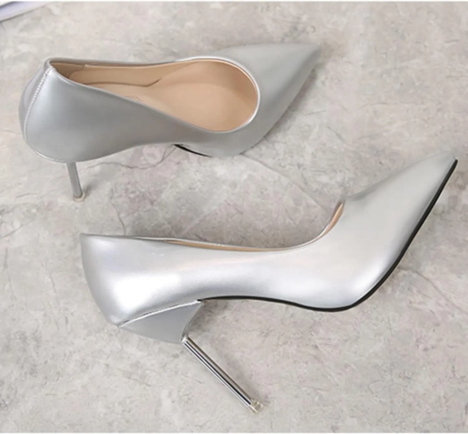 bbruriy Women Pumps, Pointed Toe High Heel 3.9 Inch/10Cm Party Stiletto Heels Shoes Comfort Dress Slip on Shoes
