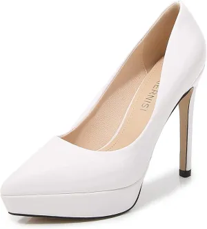 bbruriy Women's Patent Leather High Heels Sexy Pointed Closed Toe Shoes Stilettos Slip on for Dress Wedding Party Prom
