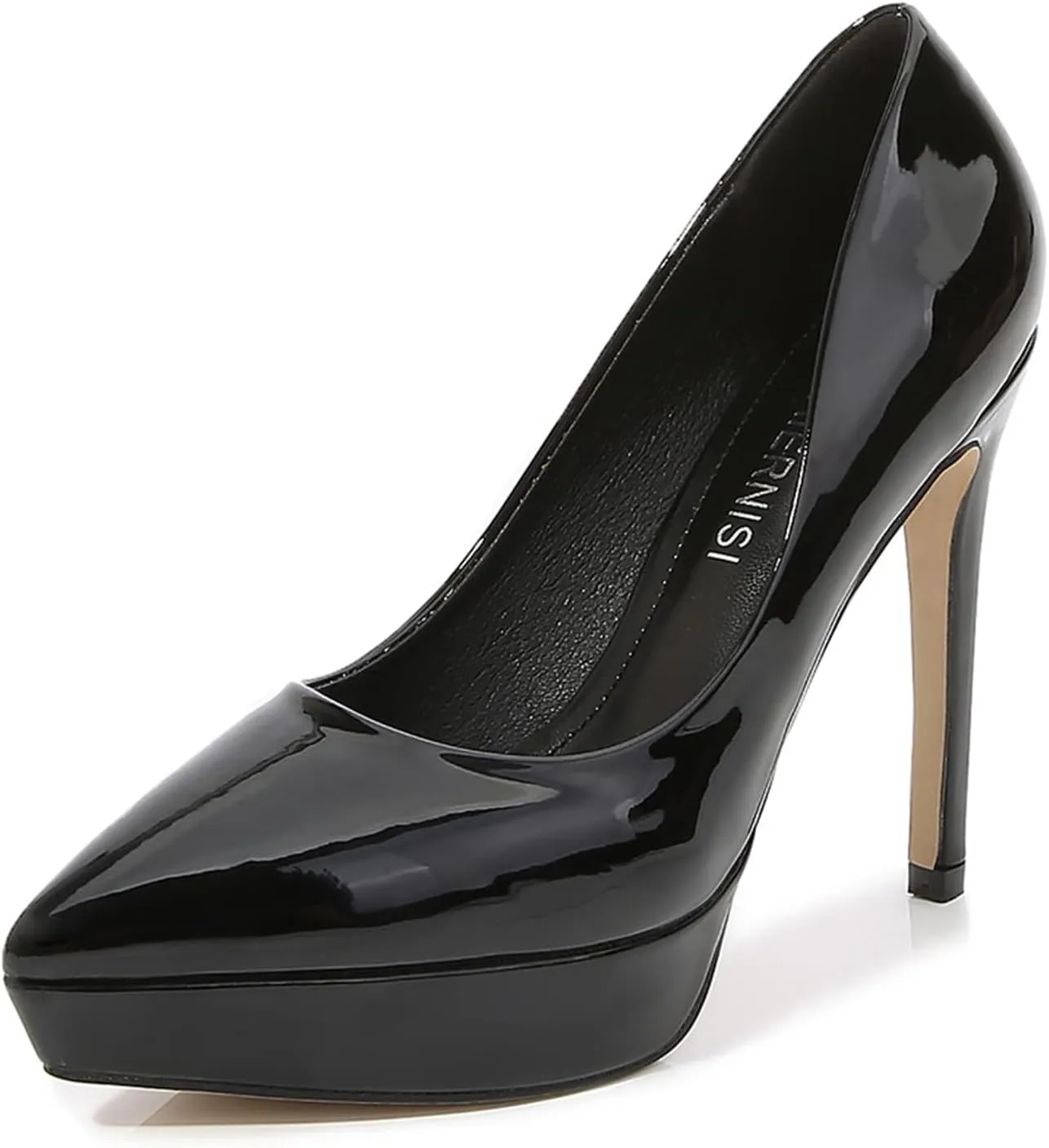 bbruriy Women's Patent Leather High Heels Sexy Pointed Closed Toe Shoes Stilettos Slip on for Dress Wedding Party Prom