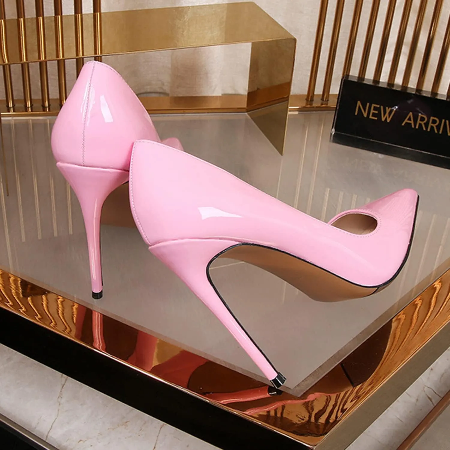 bbruriy Women's Patent Leather Pumps Sexy Pointed Toe High Heels Slip on Stiletto Party Dress Wedding Prom Shoes 12Cm/4.7Inch