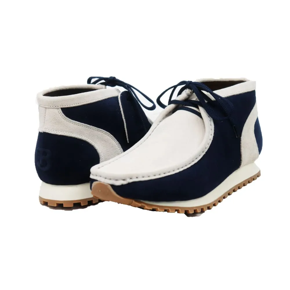 British Walkers New Castle Gt Wallabee Boots Men's Navy and Beige Suede