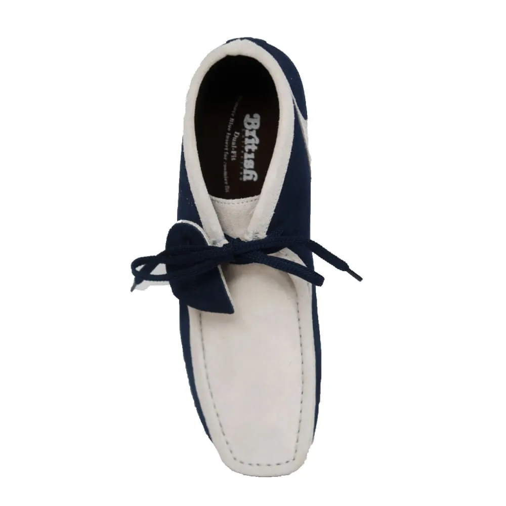 British Walkers New Castle Gt Wallabee Boots Men's Navy and Beige Suede