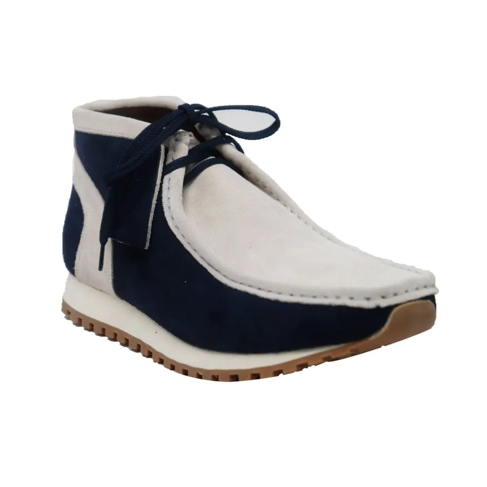 British Walkers New Castle Gt Wallabee Boots Men's Navy and Beige Suede