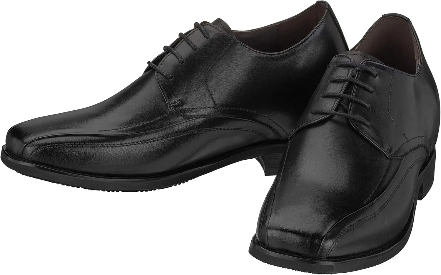 Calden Men's Invisible Height Increasing Elevator Shoes - Black Leather Lace-up Lightweight Dress Oxfords - 3 Inches Taller - K333021 - Size 7.5 D(M) US