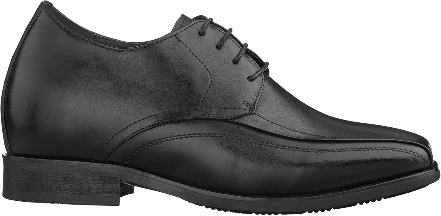 Calden Men's Invisible Height Increasing Elevator Shoes - Black Leather Lace-up Lightweight Dress Oxfords - 3 Inches Taller - K333021 - Size 7.5 D(M) US