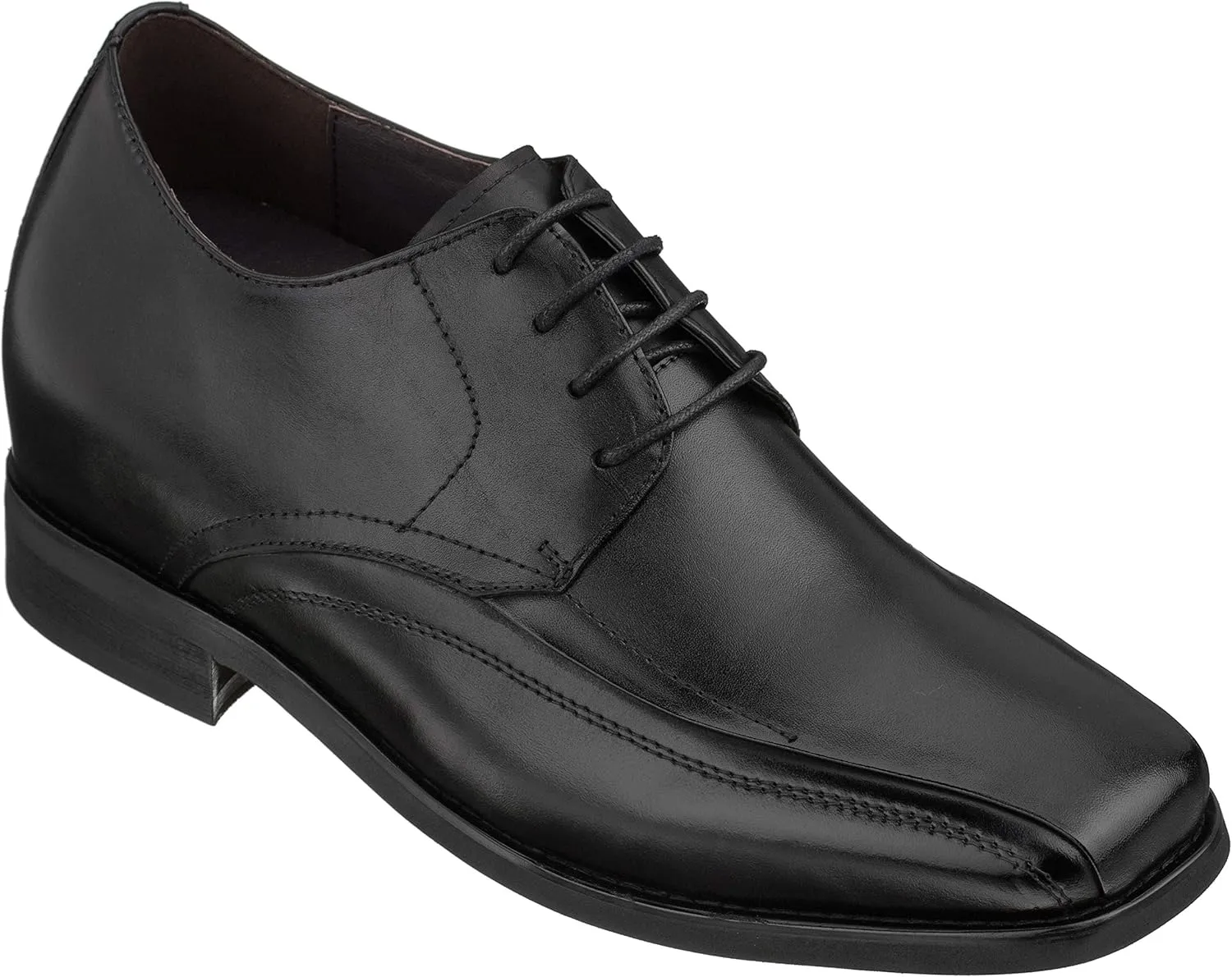 Calden Men's Invisible Height Increasing Elevator Shoes - Black Leather Lace-up Lightweight Dress Oxfords - 3 Inches Taller - K333021 - Size 7.5 D(M) US