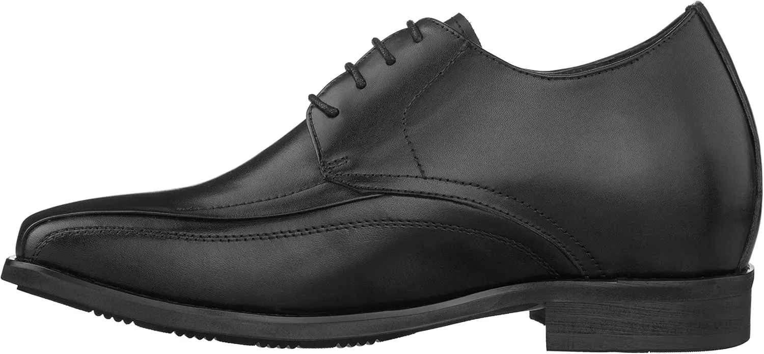 Calden Men's Invisible Height Increasing Elevator Shoes - Black Leather Lace-up Lightweight Dress Oxfords - 3 Inches Taller - K333021 - Size 7.5 D(M) US