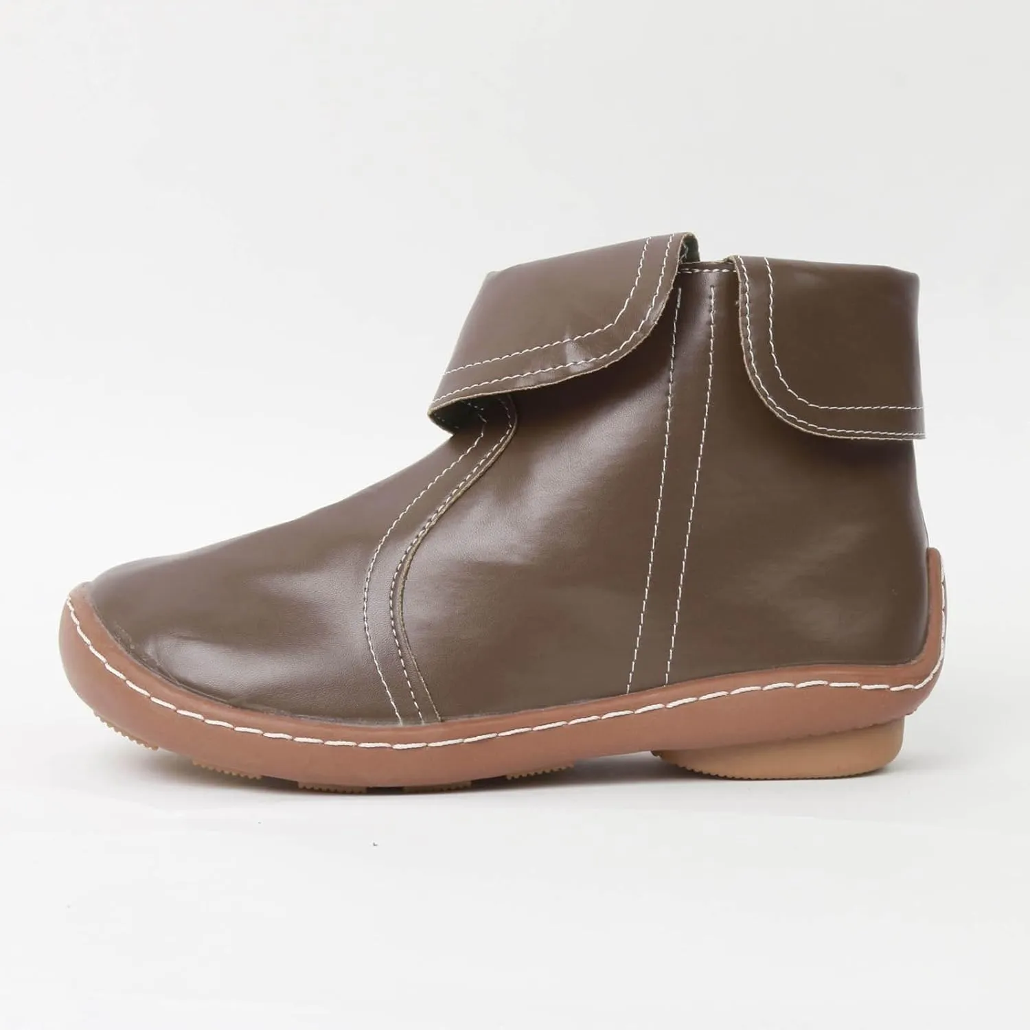 Cathalem Ankle Boots for Women No Heel Arch Support Booties Side Zip-up Vintage Leather Damping Shoes Flat Heel Booties