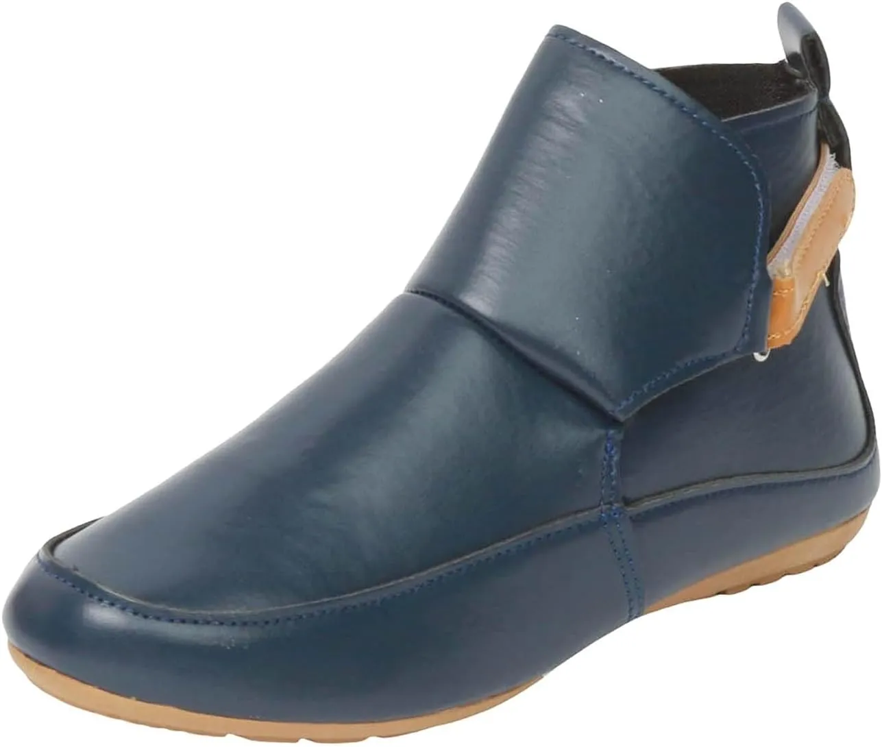 Cathalem Ankle Boots for Women No Heel,Arch Support Booties Side Zip-up Vintage Leather Damping Shoes Flat Heel Booties