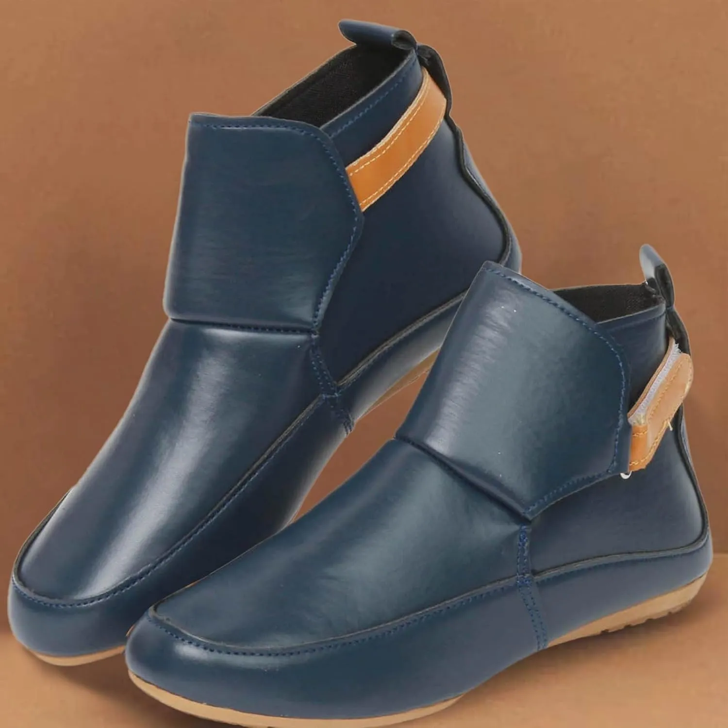 Cathalem Ankle Boots for Women No Heel,Arch Support Booties Side Zip-up Vintage Leather Damping Shoes Flat Heel Booties