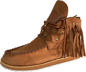 Cathalem Ankle Boots for Women, Womens Retro Cowboy Boots Closed Toe Low Heel Combat Western Shoes Fringed Ankle Boots