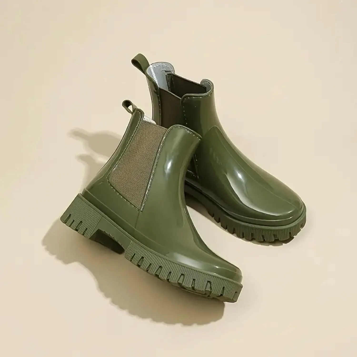Cathalem Ankle Rain Boots for Women Waterproof Chelsea Rain Boots Rubber Boots Short Boots Anti Slip Lightweight Work Booties