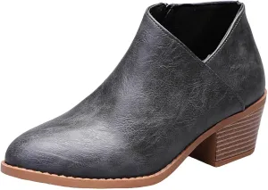 Cathalem Booties for Women 2024 Womens Boots Low Heel Pointed Toe Ankle Booties Side Zipper Shoes Chunky Heels Short Booties