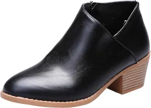 Cathalem Booties for Women 2024 Womens Boots Low Heel Pointed Toe Ankle Booties Side Zipper Shoes Chunky Heels Short Booties