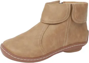 Cathalem Womens Ankle Boots, 2024 New Arch Support Booties Flat Heel Booties Side Zip-up Vintage Leather Damping Shoes