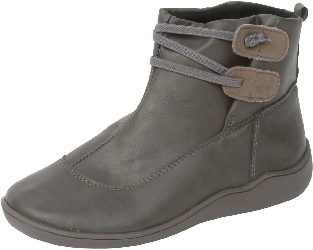 Cathalem Women's Ankle Boots No Heel Fall Cutout Booties Ankle Heels Low Stacked Ruffle Slip On Dress Short Boots Shoes