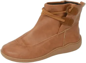 Cathalem Women's Ankle Boots No Heel Fall Cutout Booties Ankle Heels Low Stacked Ruffle Slip On Dress Short Boots Shoes