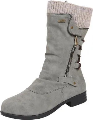 Cowgirl Boots Women Wide Calf Zipper Biker boots Mid Calf Motorcycle Fashion Combat Riding Military Ankle booties 2024