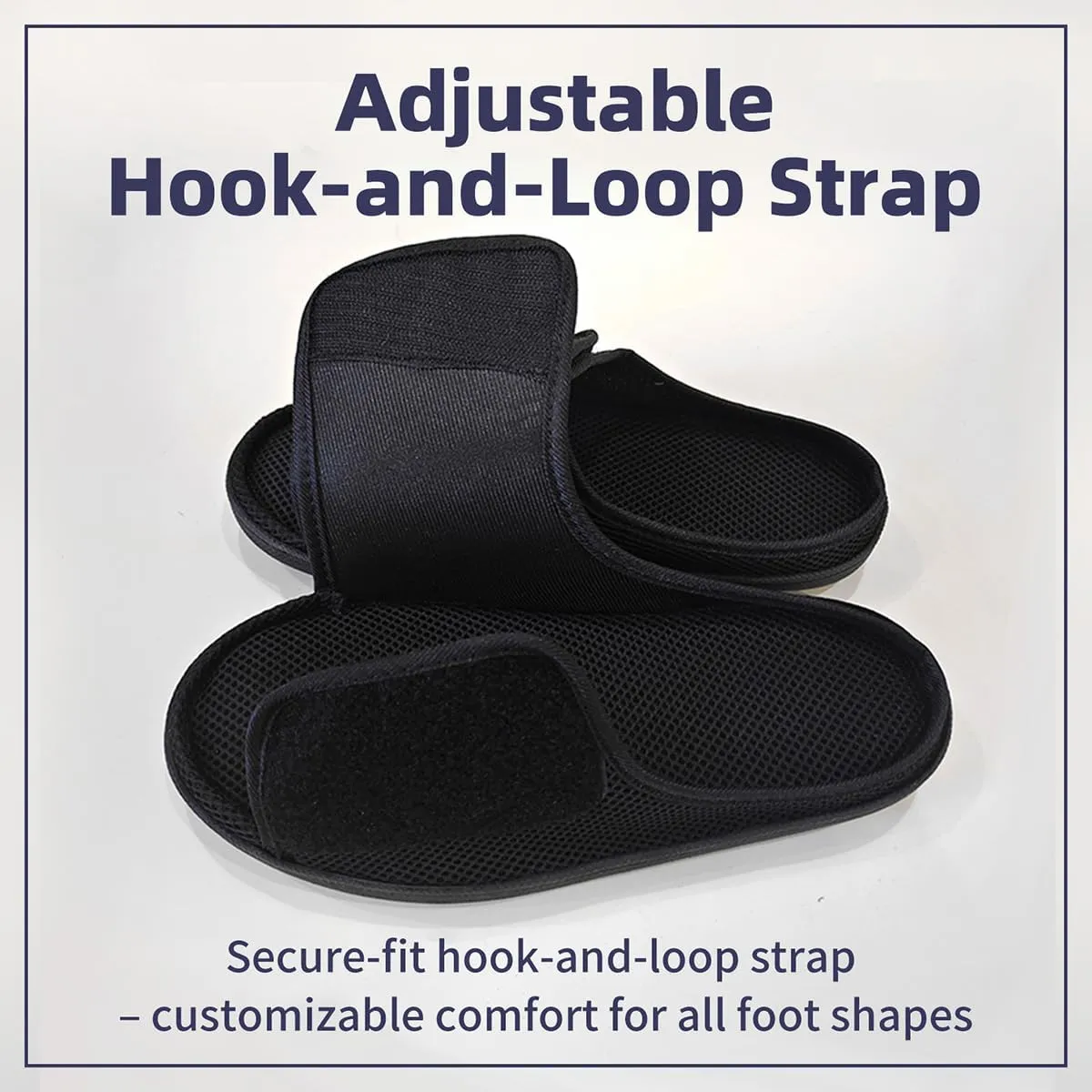 Diabetic Wide Width Slippers - Adjustable Breathable Non-Slip Indoor Outdoor Sole Unisex Men Women Open Toe Orthopedic Shoes for Swelling Bunions Injury Recovery (Men6.5-7/Women8-8.5,Gray)