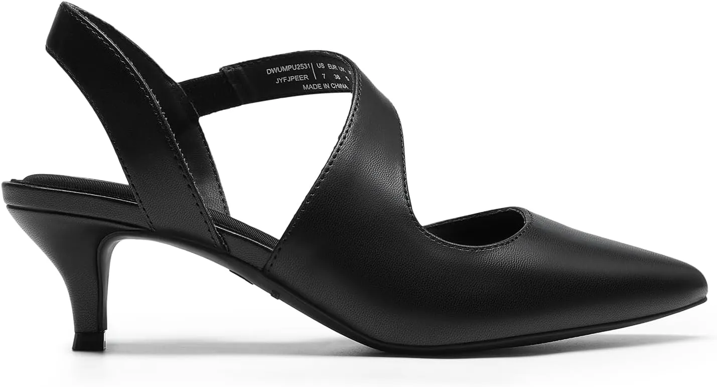 DREAM PAIRS Kitten Heels for Women Closed Toe Pointed Toe Low Heel Strappy Pumps Party Dance Wedding Dress Shoes for Women