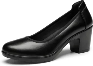 DREAM PAIRS Women's Chunky Closed Toe Low Block Heels Work Pumps Comfortable Round Toe Dress Wedding Shoes