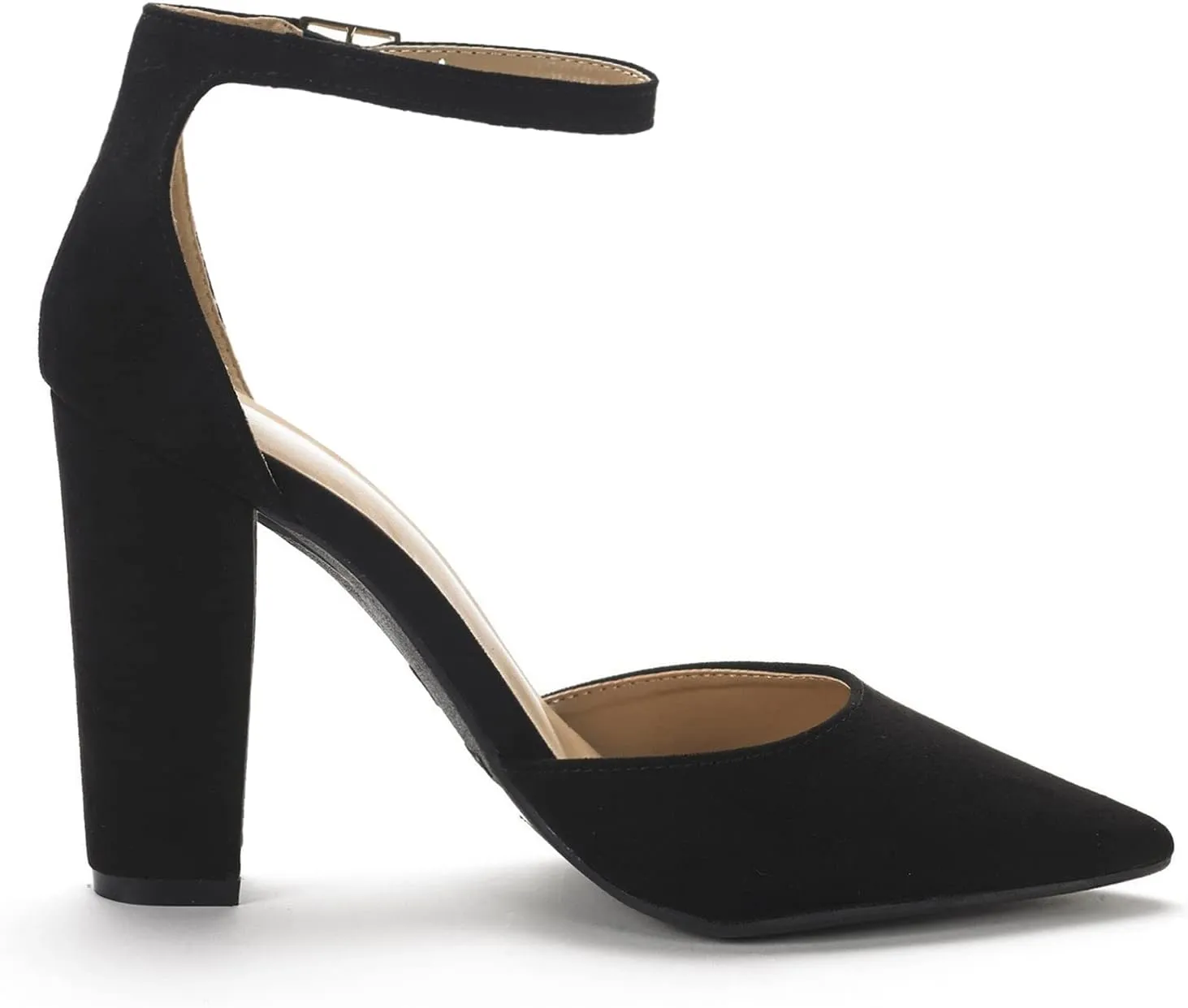 DREAM PAIRS Women's Coco High Heels Chunky Block Pumps Pointed Closed Toe Ankle Strap Dress Shoes
