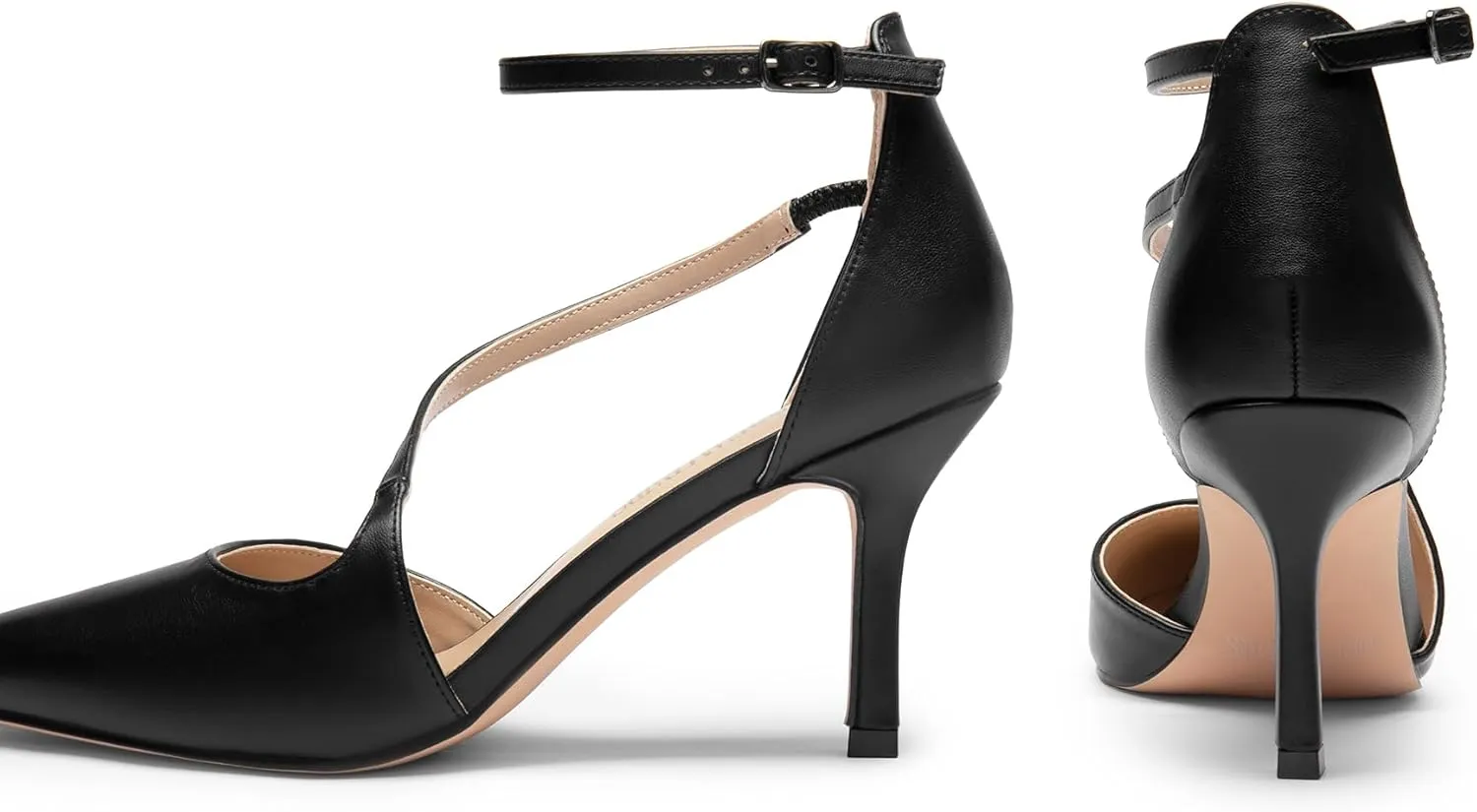DREAM PAIRS Women's High Heels Strappy Pumps Closed Pointed Toe Stiletto Ankle Strap Party Dress Shoes