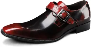 Dress Oxford Shoes for Men Slip On Monk Strap Squre Toe Vegan Leather Rubber Sole Block Heel Slip Resistant Casual