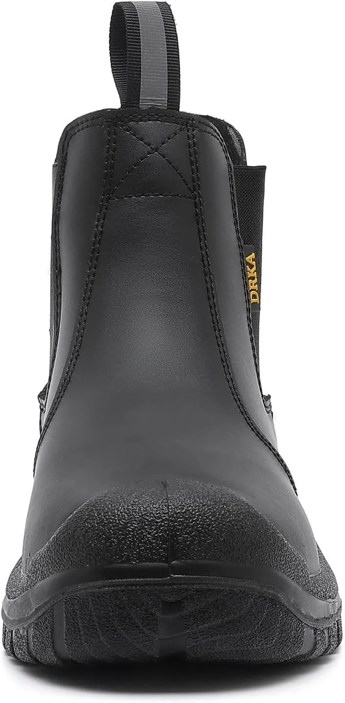 DRKA Men's Chelsea Steel Toe Work Boots  Waterproof, Slip-Resistant, Anti-Puncture Safety Shoes for Construction & Outdoor Work