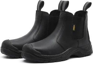 DRKA Men's Chelsea Steel Toe Work Boots  Waterproof, Slip-Resistant, Anti-Puncture Safety Shoes for Construction & Outdoor Work