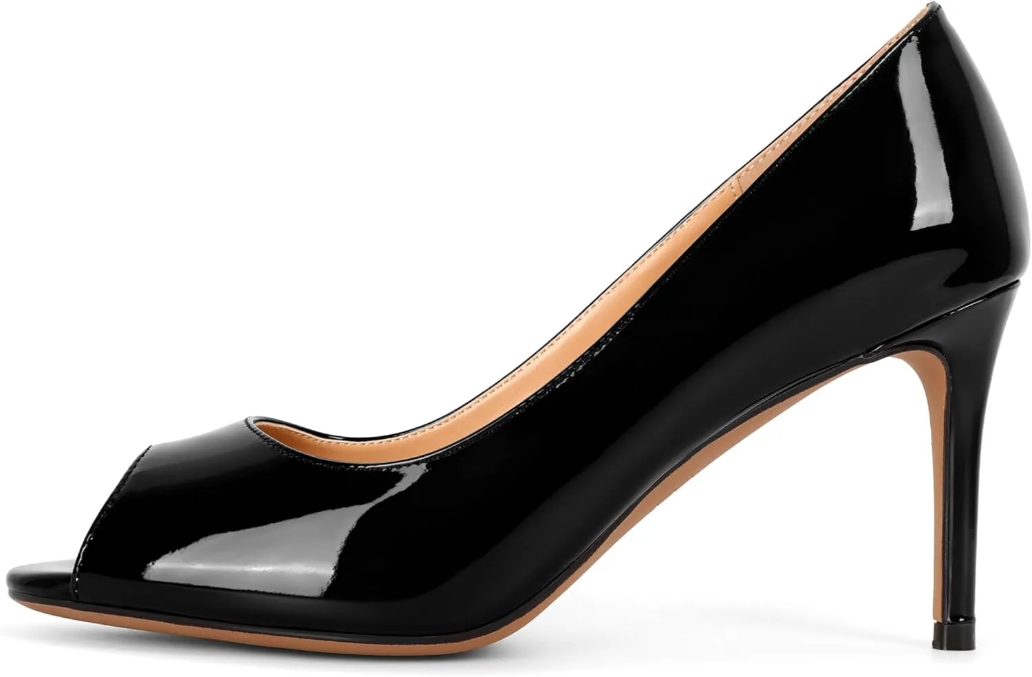 Eldof Women Peep Toe Pumps Mid-Heel Pumps Formal Wedding Bridal Classic Heel Open Toe Stiletto