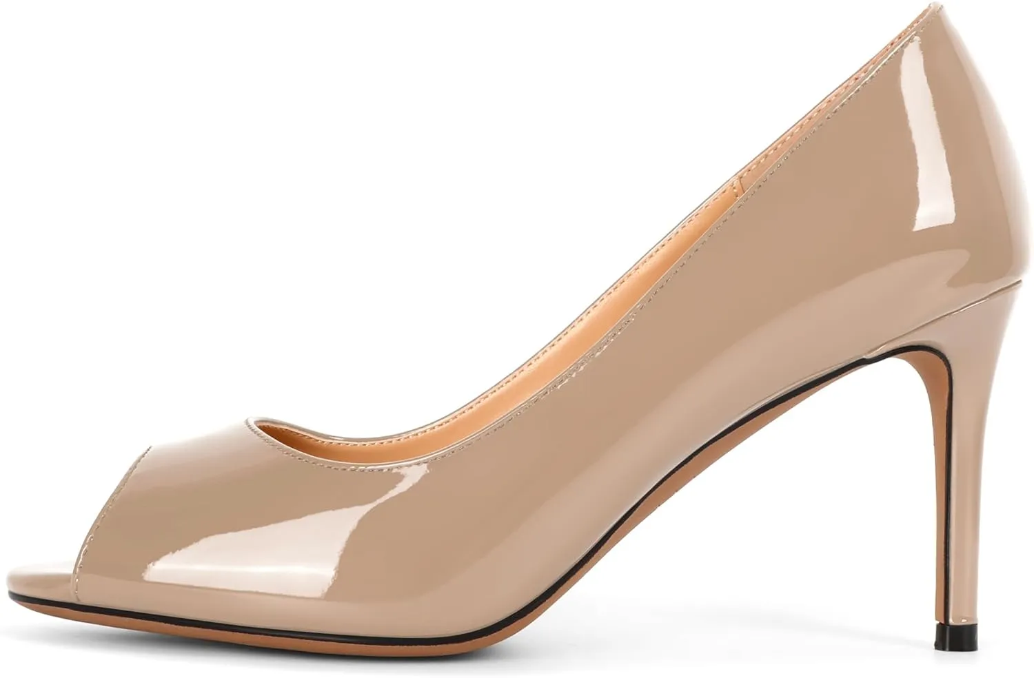 Eldof Women Peep Toe Pumps Mid-Heel Pumps Formal Wedding Bridal Classic Heel Open Toe Stiletto