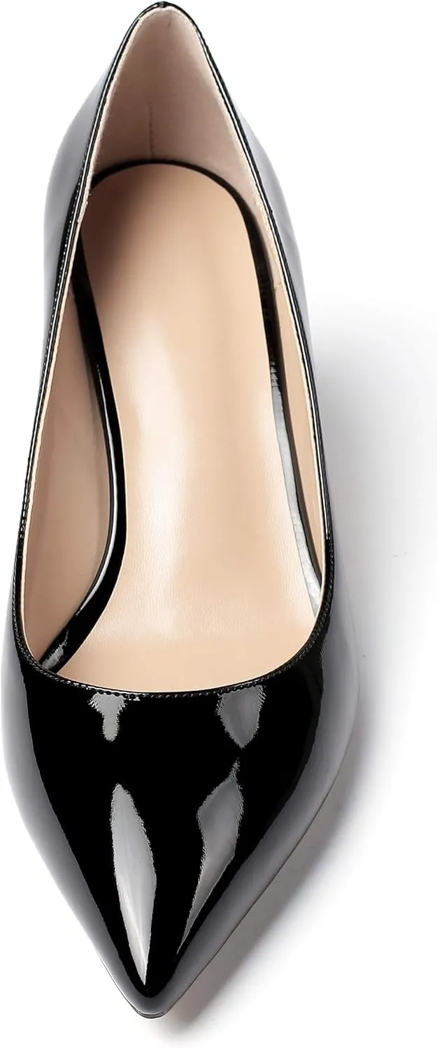 Eldof Women's Kitten Heel Pumps Pointed Toe Suede Heels Slip on Comfort Pumps 2.6 Inches for Dress Party Office