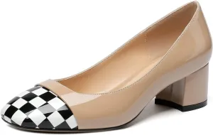 Eldof Women's Low Heels, Square Toe Slip On Heels, Block Heel Pumps, Comfortable 2 Inches Shoes for Dress Party Wedding