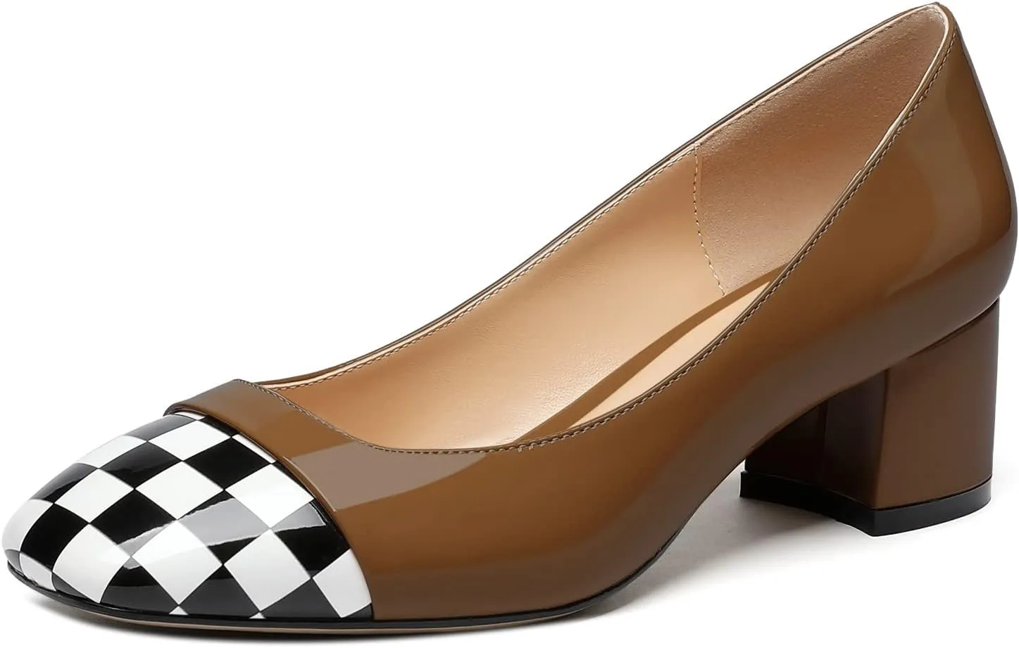Eldof Women's Low Heels, Square Toe Slip On Heels, Block Heel Pumps, Comfortable 2 Inches Shoes for Dress Party Wedding