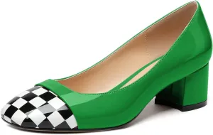 Eldof Women's Low Heels, Square Toe Slip On Heels, Block Heel Pumps, Comfortable 2 Inches Shoes for Dress Party Wedding