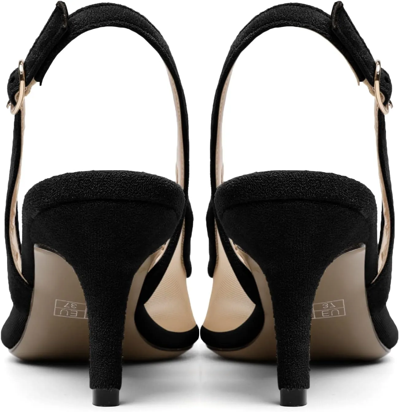 Eldof Women's Pointed Toe Kitten Heel Slingback Pumps with Bowtie, 2.6 Inch Heeled Pumps Dress Shoes for Ladies Wedding Party Office Evening