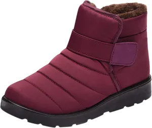 Fall Boots Womens Lug Sole Platform Anti Slip Shoes Winter Waterproof Boots Snow Slip On Ankle Fur Lined Booties
