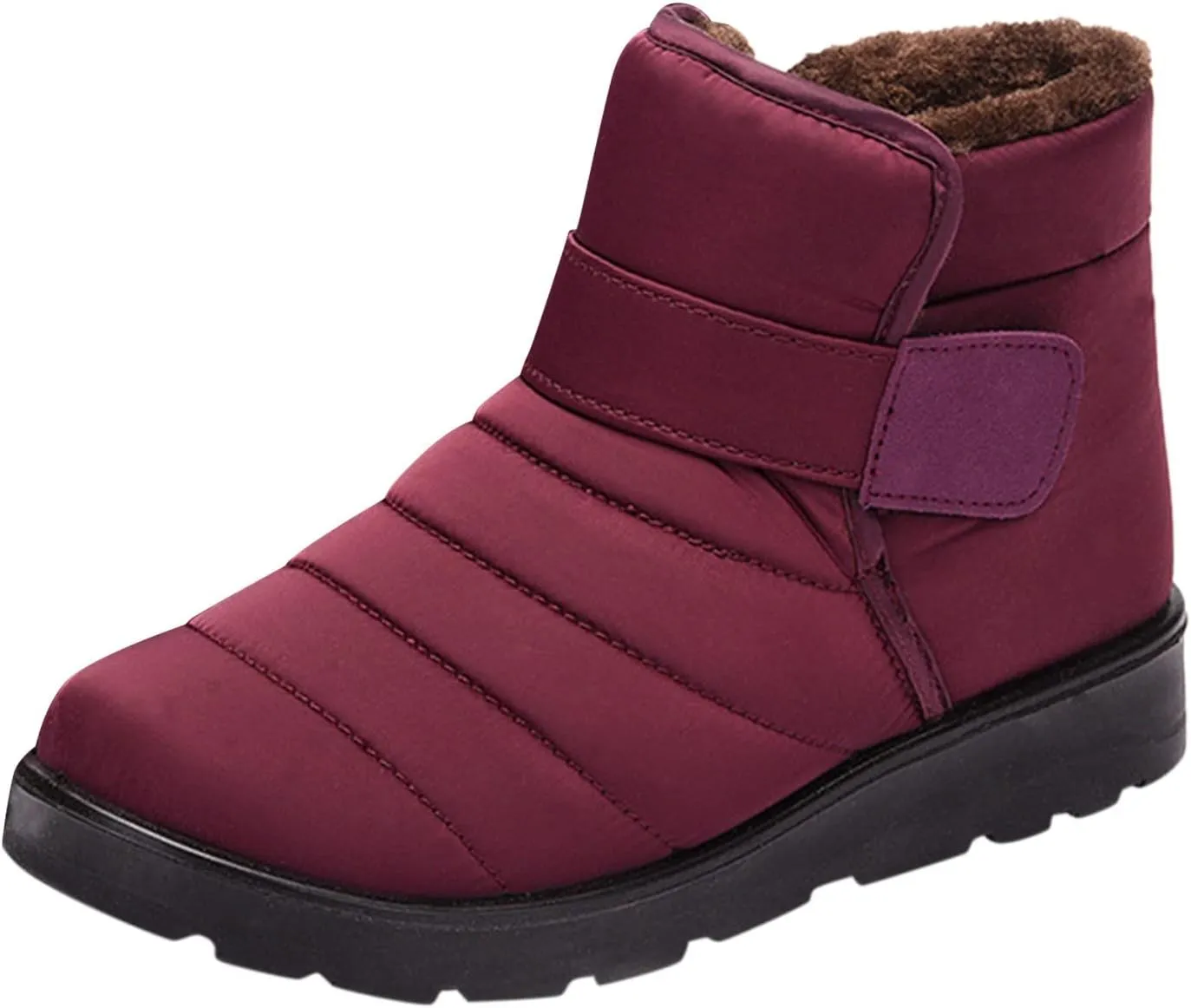 Fall Boots Womens Lug Sole Platform Anti Slip Shoes Winter Waterproof Boots Snow Slip On Ankle Fur Lined Booties