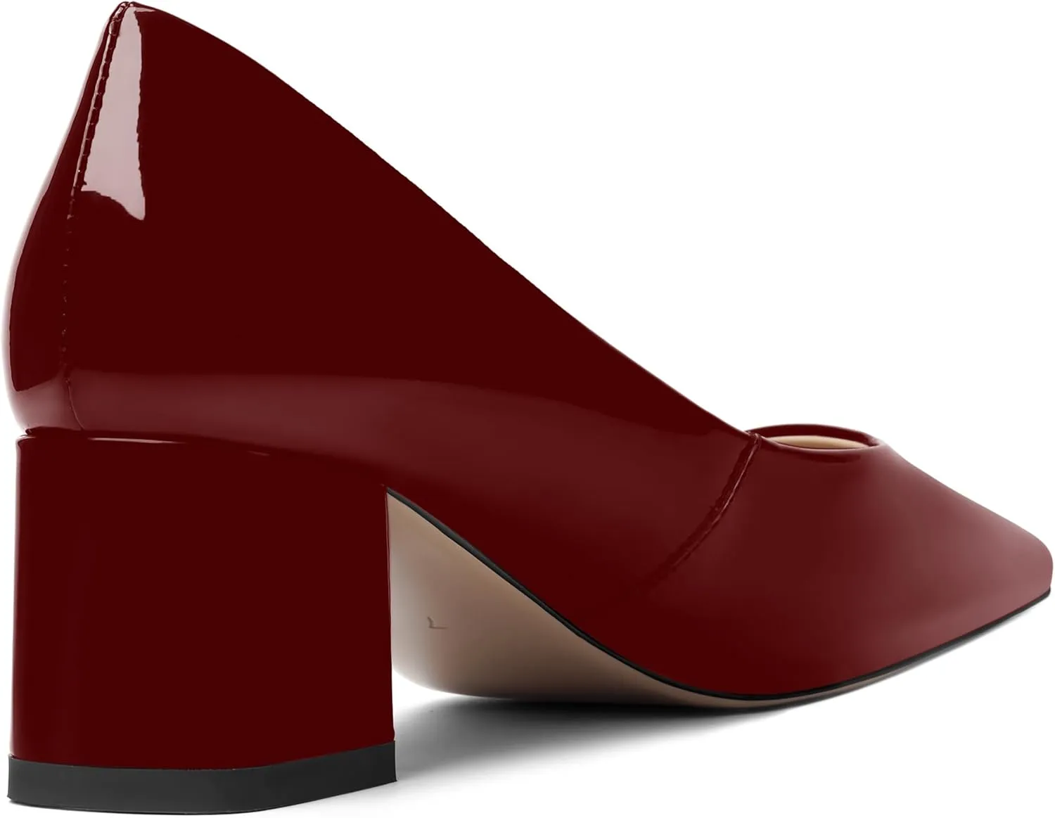 FOGEENA Womens Fashion Comfortable Square Toe Slip On Patent Leather Evening Chunky Low Heel Pumps Dress Shoes 2.2 Inch