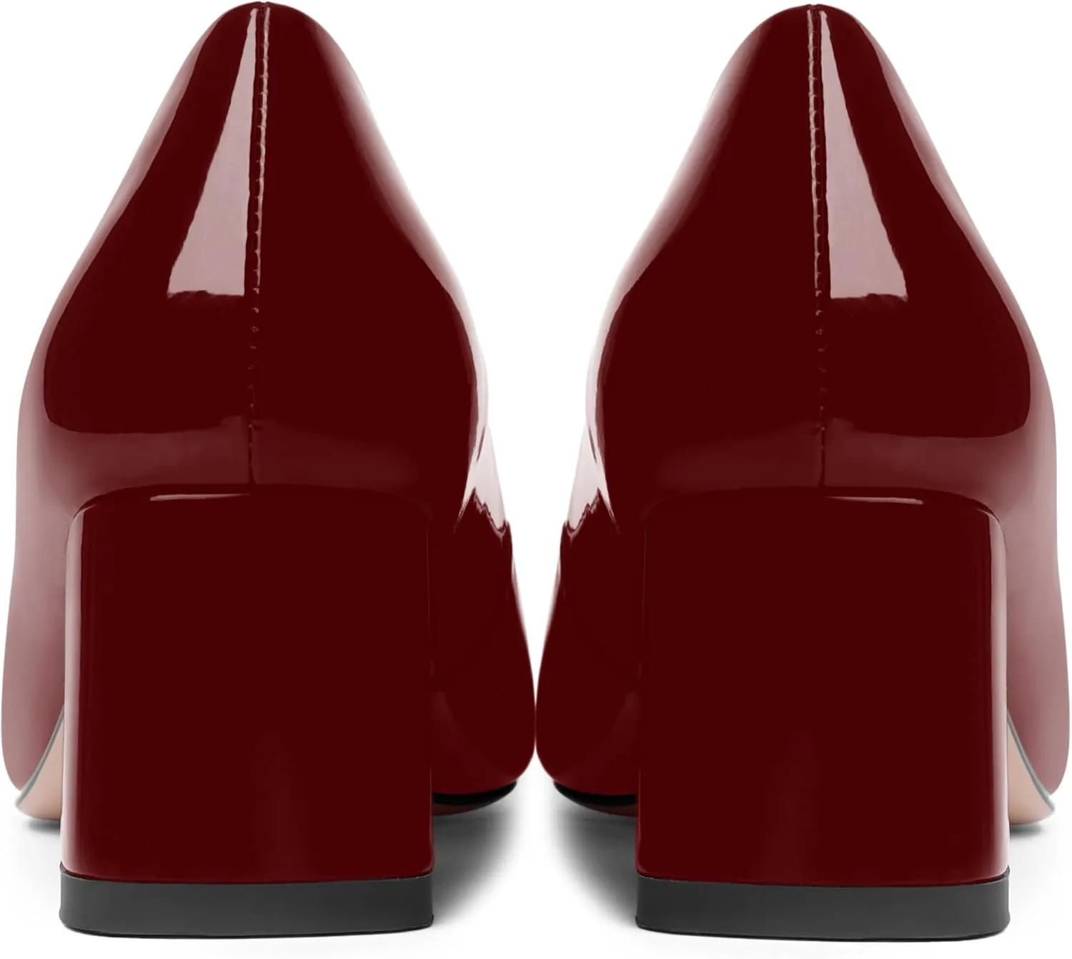 FOGEENA Womens Fashion Comfortable Square Toe Slip On Patent Leather Evening Chunky Low Heel Pumps Dress Shoes 2.2 Inch