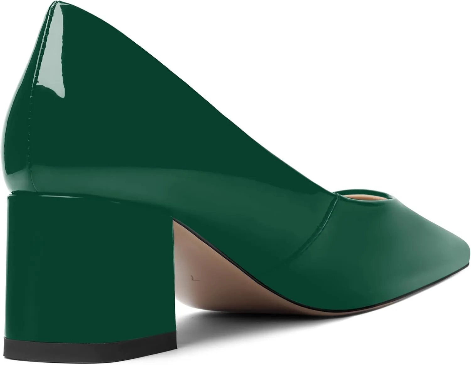 FOGEENA Womens Fashion Comfortable Square Toe Slip On Patent Leather Evening Chunky Low Heel Pumps Dress Shoes 2.2 Inch