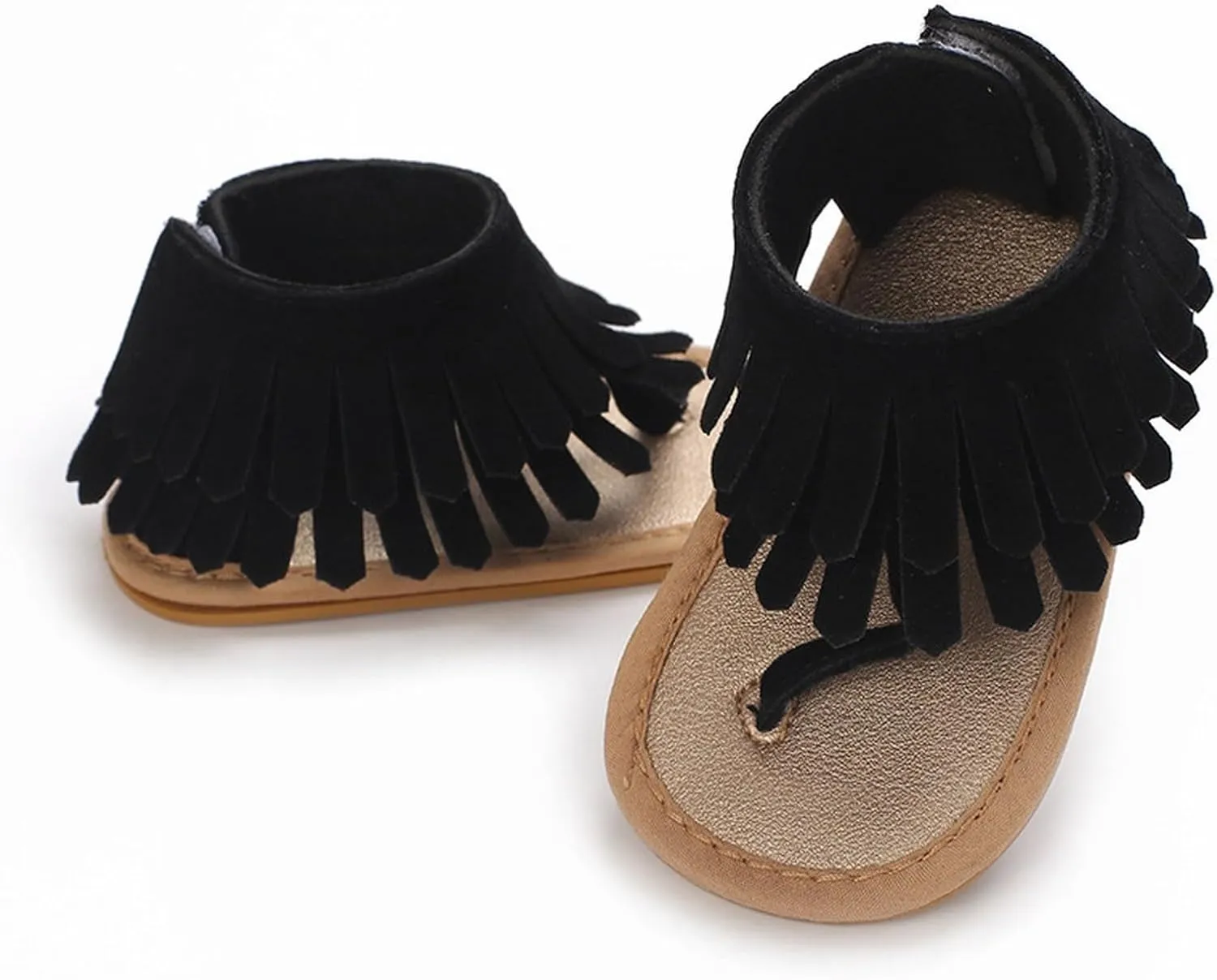 Girls Tassels Sandals Kids Open Toe Breathable Flip Flop Non-Slip Rubber Soft Sole Outdoor Shoes for Toddler Kids