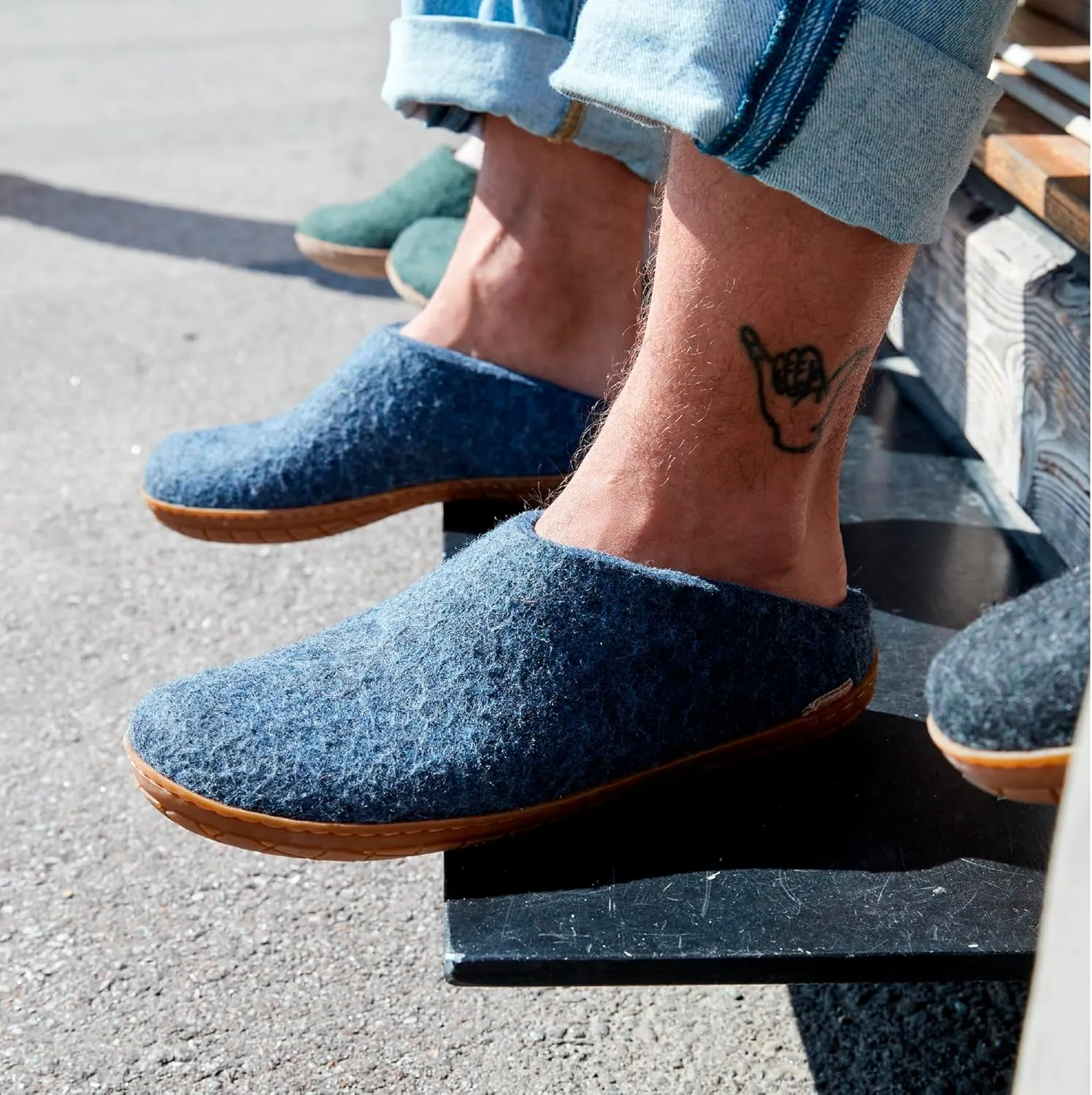 Glerups 100% high quality wool mix Slipper with rubber sole - Unisex Slip-on