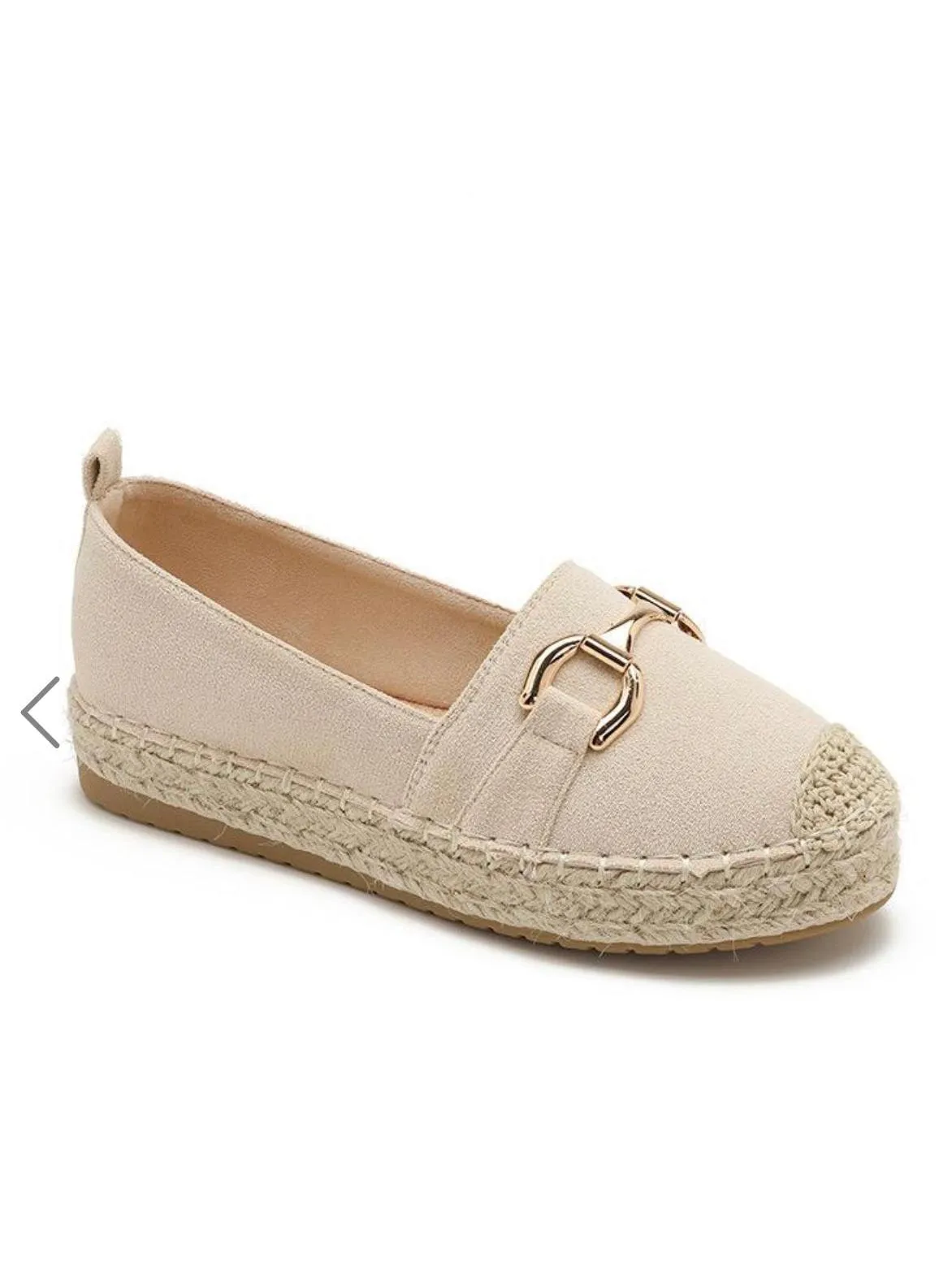 GOLD BUCKLE BEIGE ESPADRILLES (SIZE UP) - store credit only