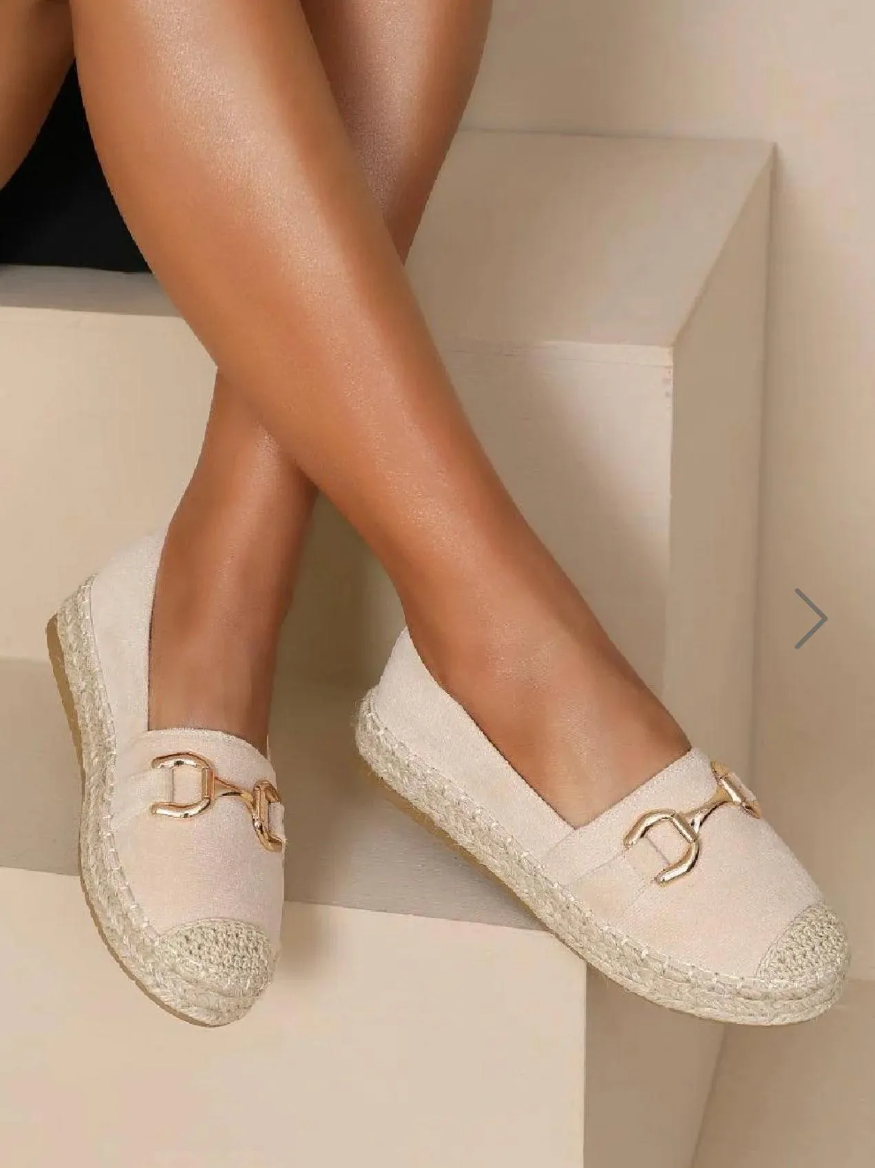 GOLD BUCKLE BEIGE ESPADRILLES (SIZE UP) - store credit only