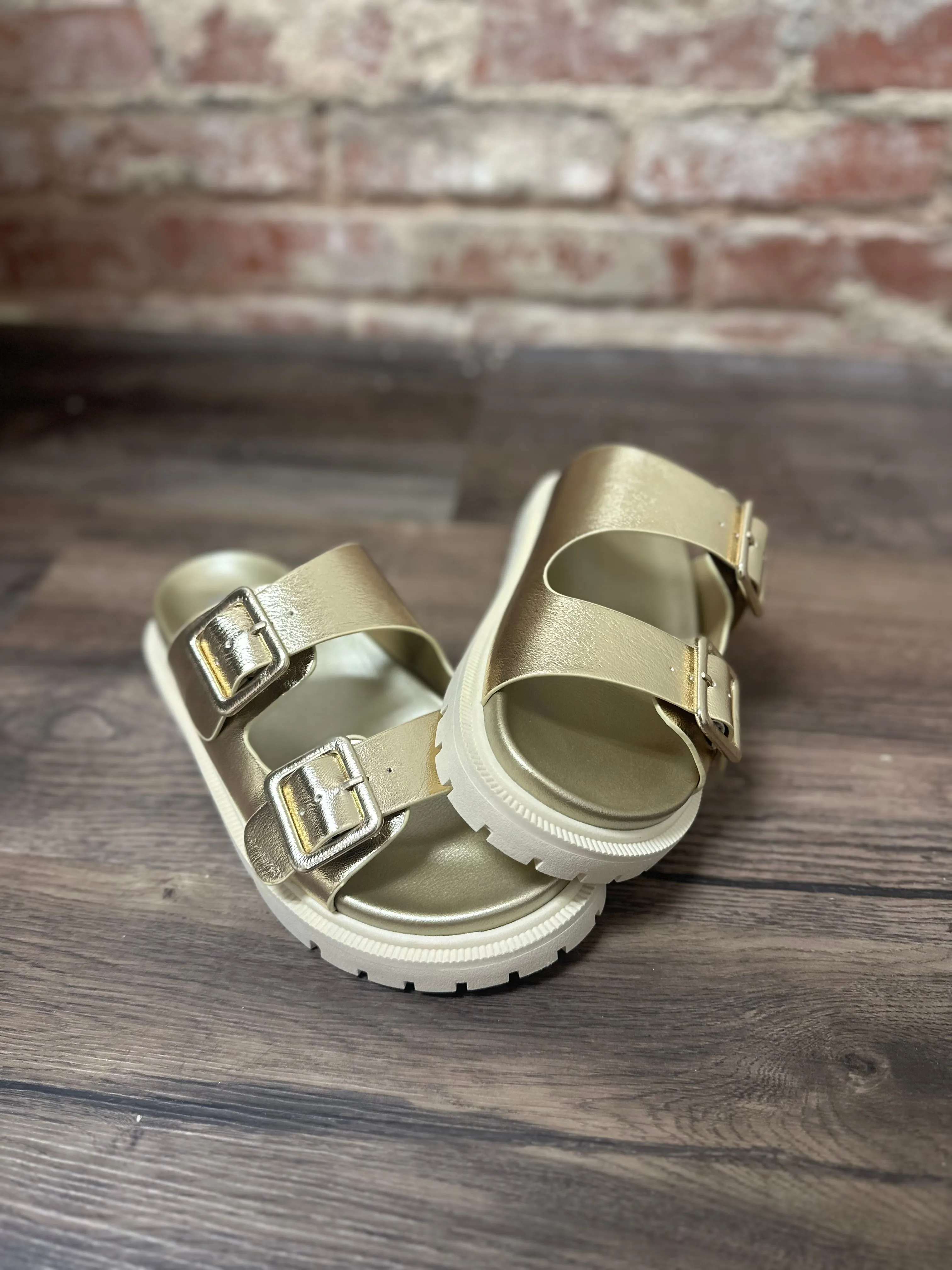 Gold Gen double strap sandal